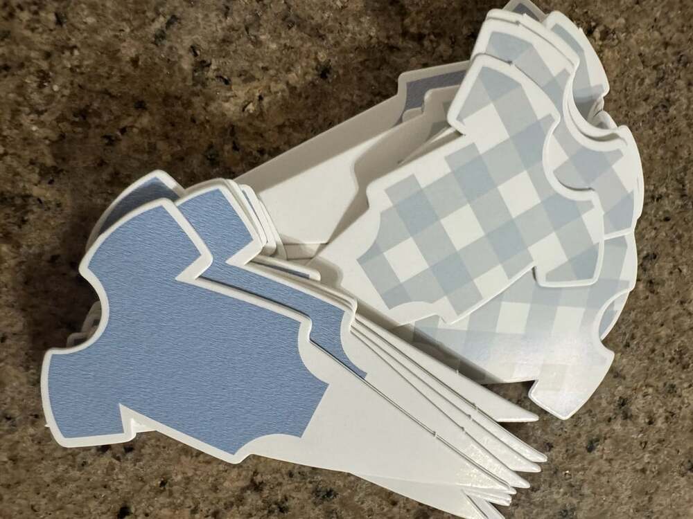Blue Bodysuit Cupcake Decoration Baby Shower Gingham